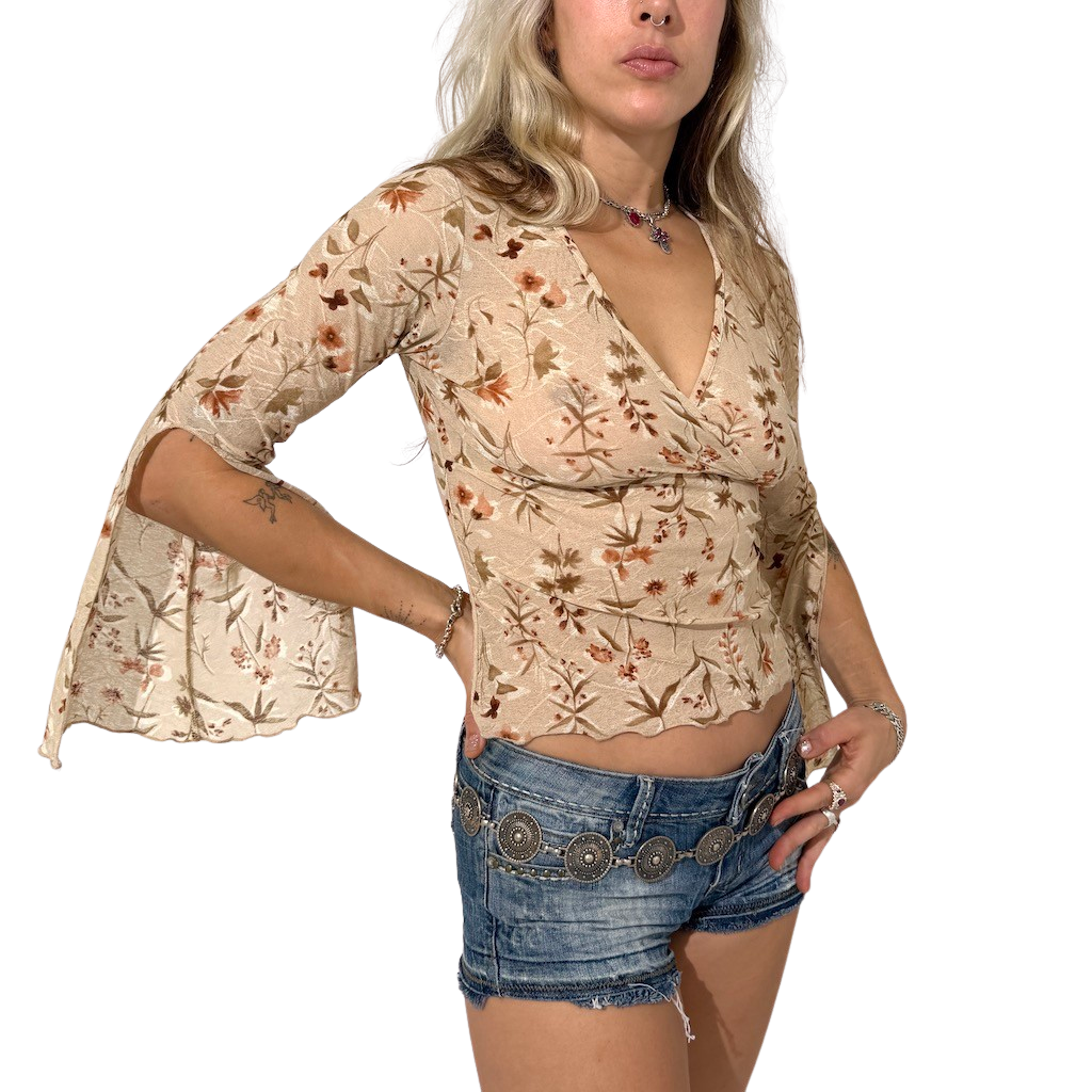 Floral Flare Sleeve Boho Top