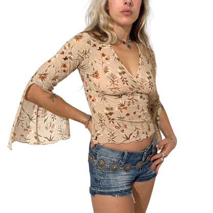 Floral Flare Sleeve Boho Top