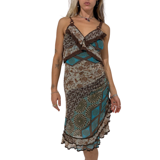 Euro Mesh Mix Print Dress