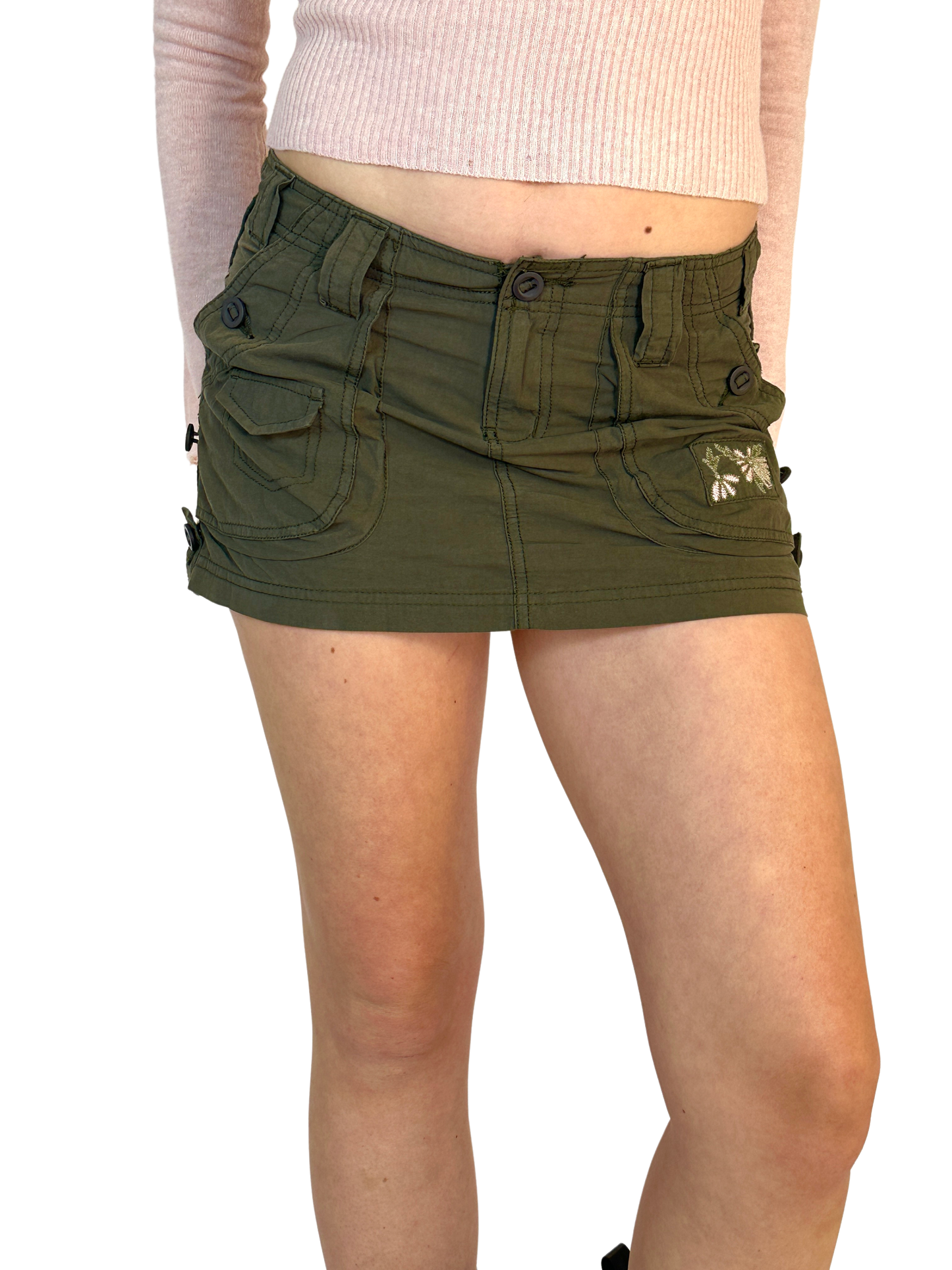 Khaki Cargo Mini Skirt