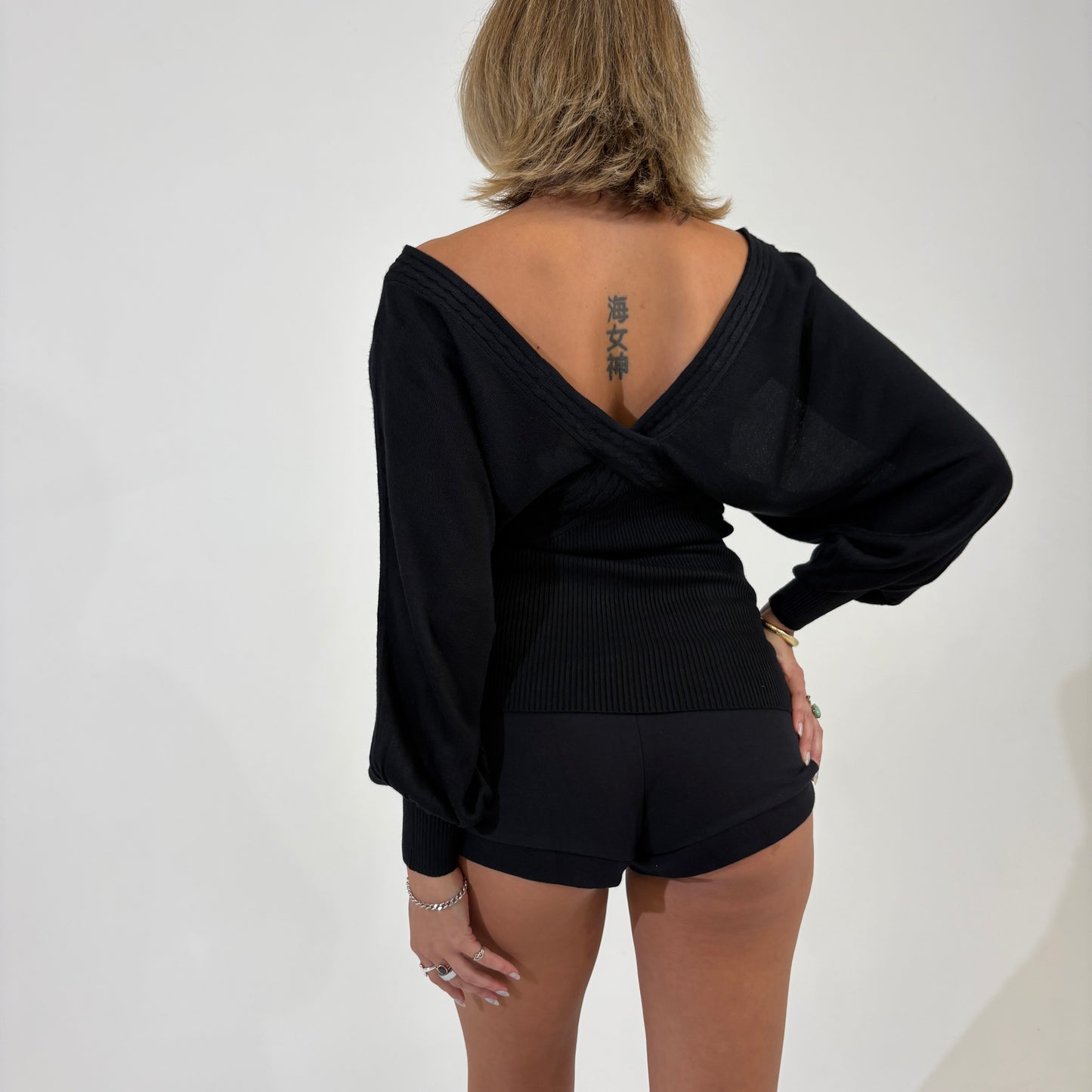 Ultra Chic Black Batwing Knit