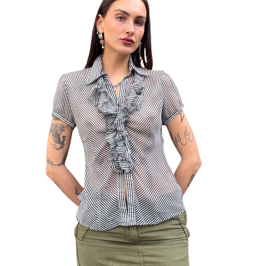 Ruffle Striped Blouse Shirt