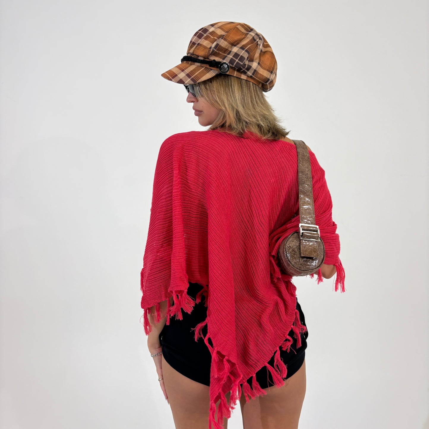 Semi Sheer Pink Tassel Poncho