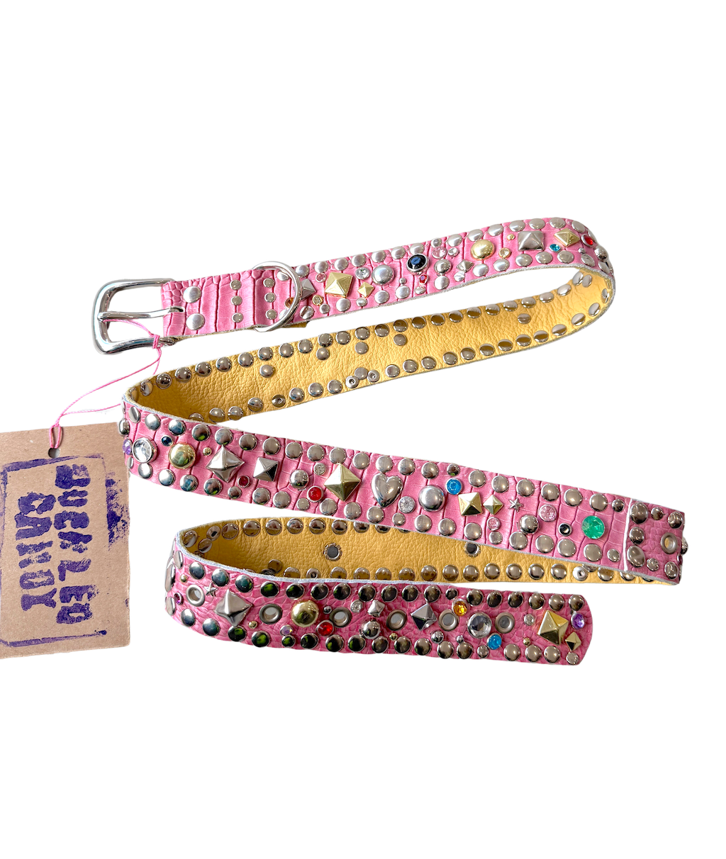 Busy Hero Embossed Studded Buckle Belt