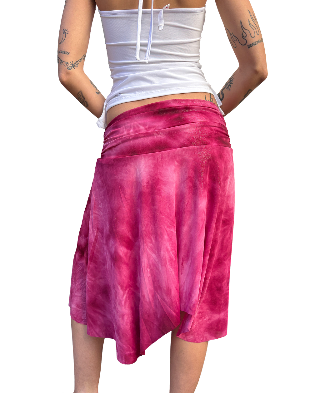 Metallic 2000s Tie Dye pixie Midi Skirt
