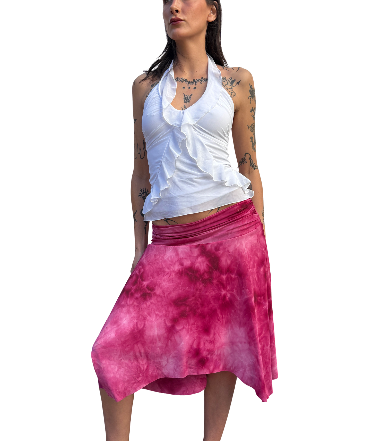 Metallic 2000s Tie Dye pixie Midi Skirt