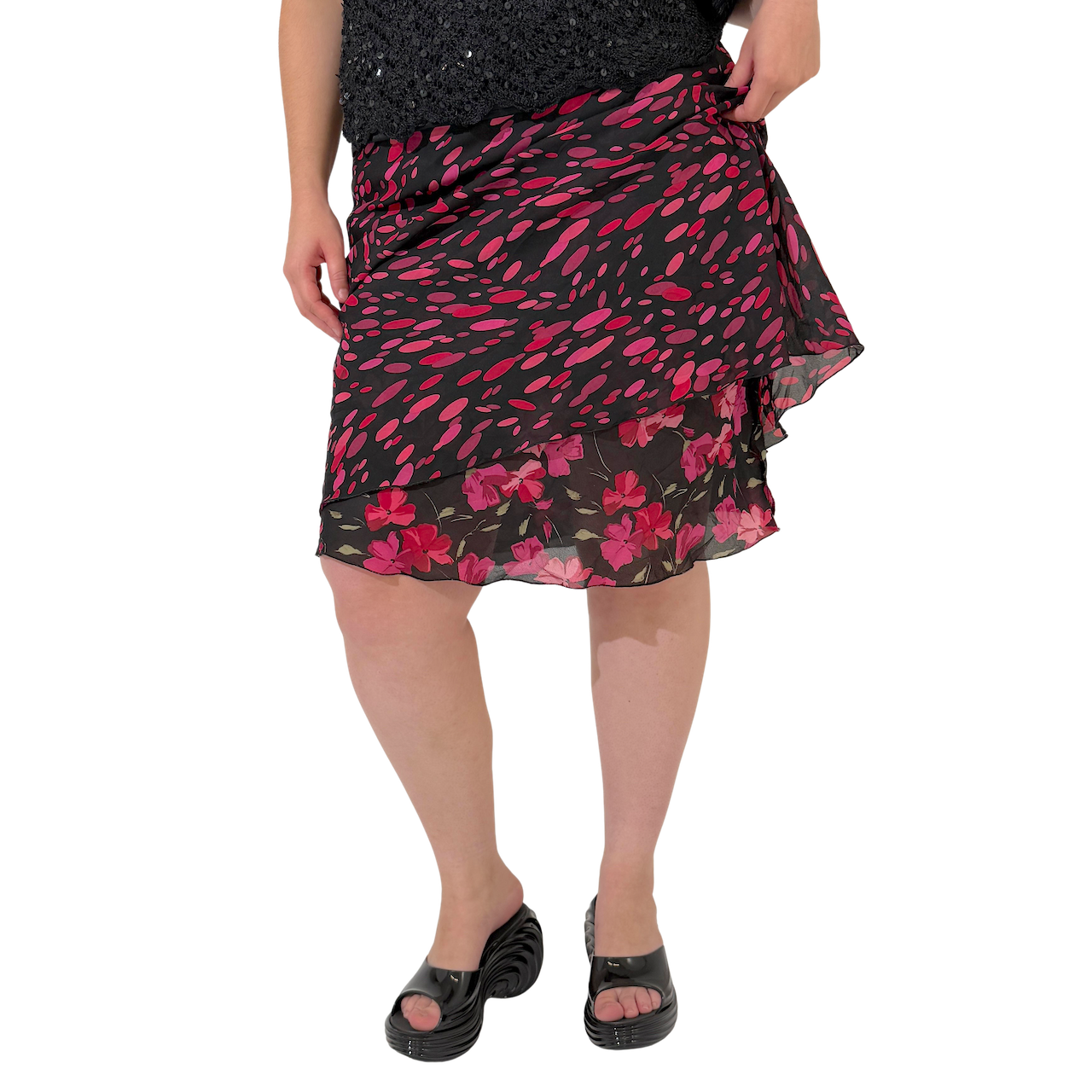 Reversible Rose Spot Midi Skirt