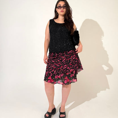 Reversible Rose Spot Midi Skirt
