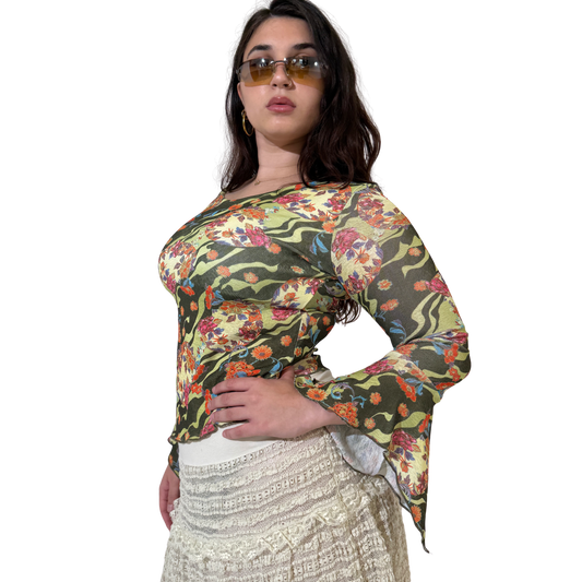 Floral Flare Sleeve Top