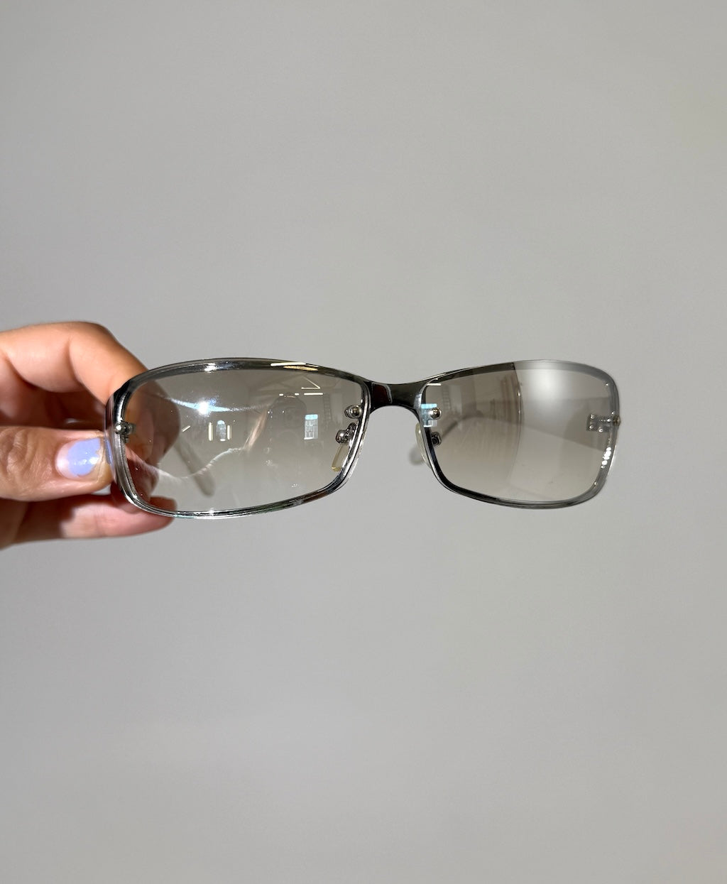 Y2K Chrome Frameless Jersey Sunglasses