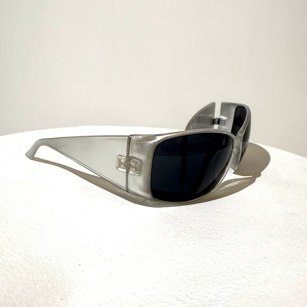 Silver Metallic Wrap Vintage 2000s Sunglasses