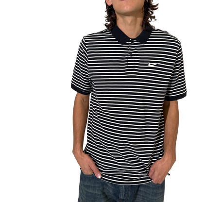Nike Black & White Striped Polo