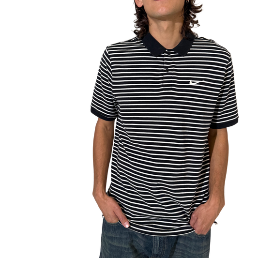 Nike Black & White Striped Polo
