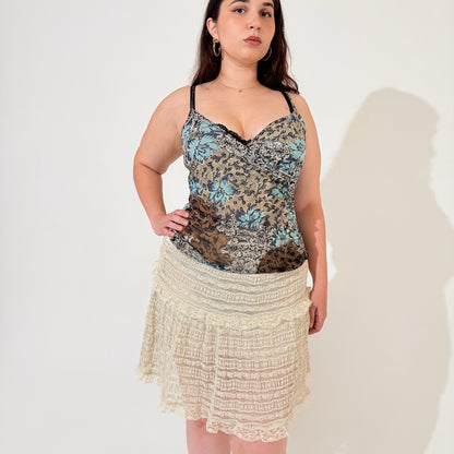 Block Print Cross Over Cami Top