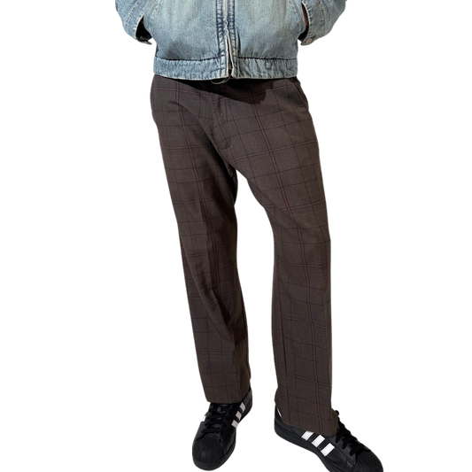 2000s Brown Plaid Pants