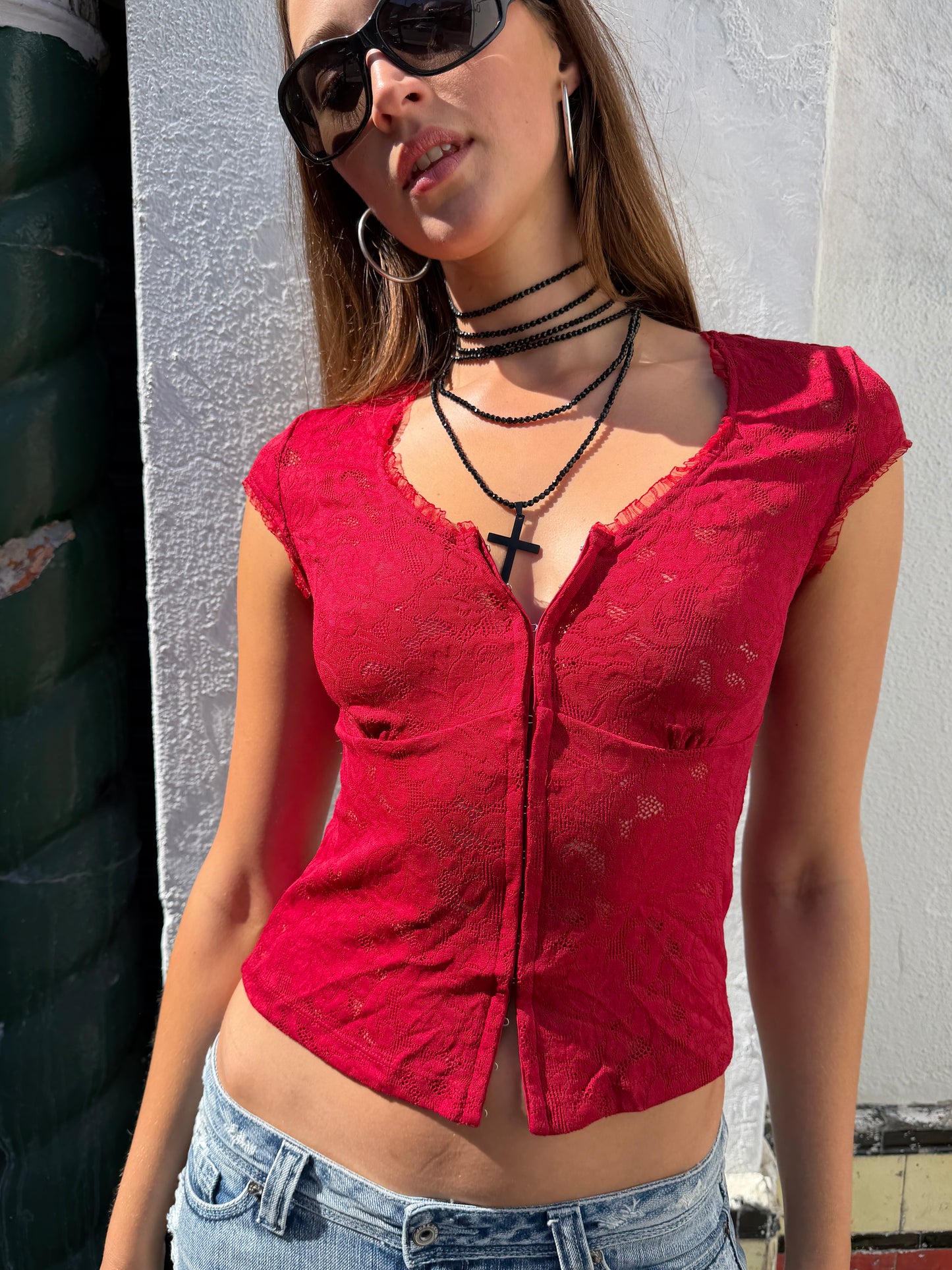 Romance Lace Top Cherry