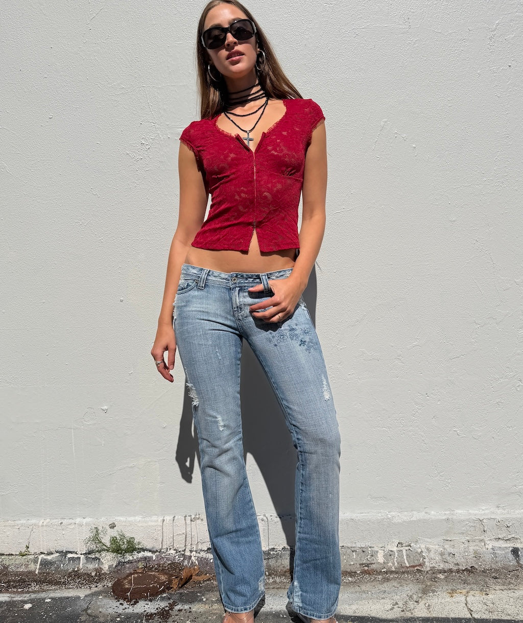 Romance Lace Top Cherry