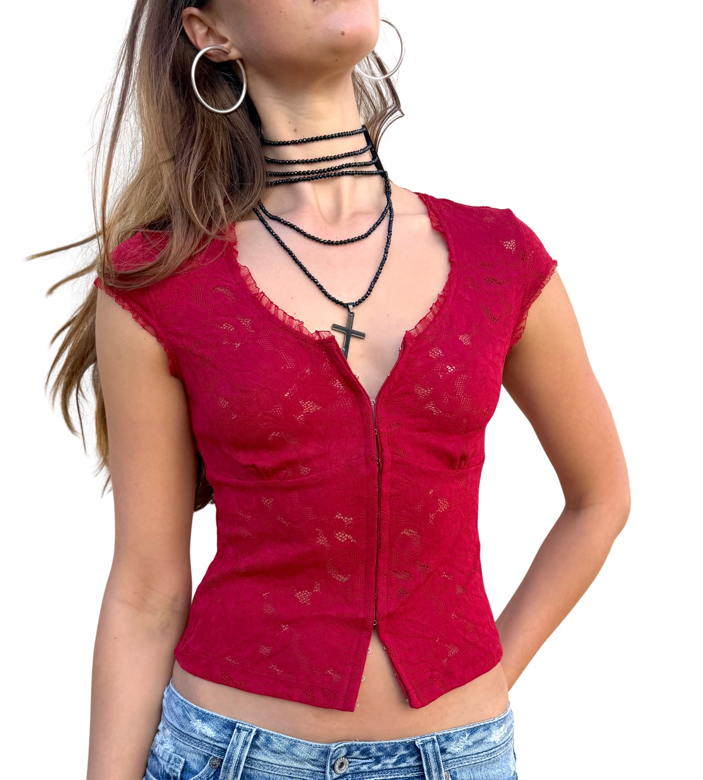 Romance Lace Top Cherry