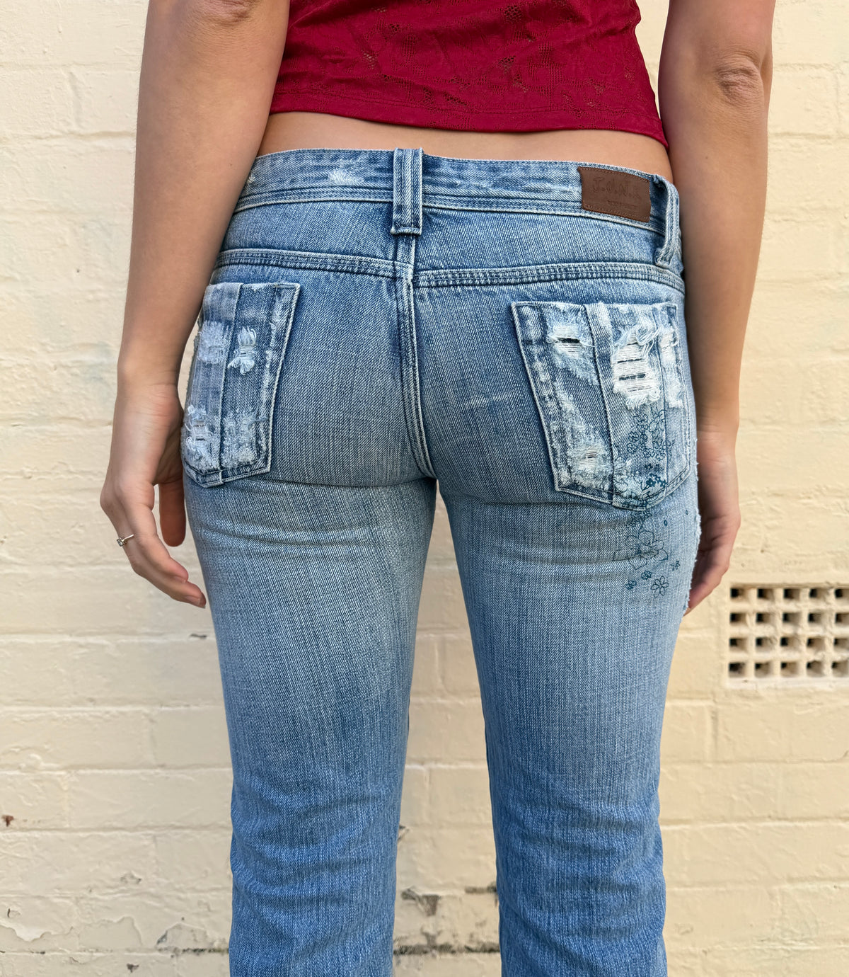 Cartoon Light Wash Low Rise Jeans