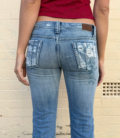 Cartoon Light Wash Low Rise Jeans