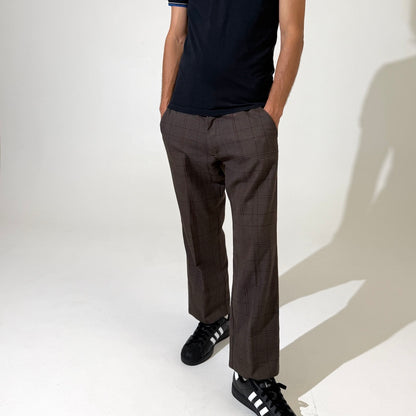2000s Brown Plaid Pants