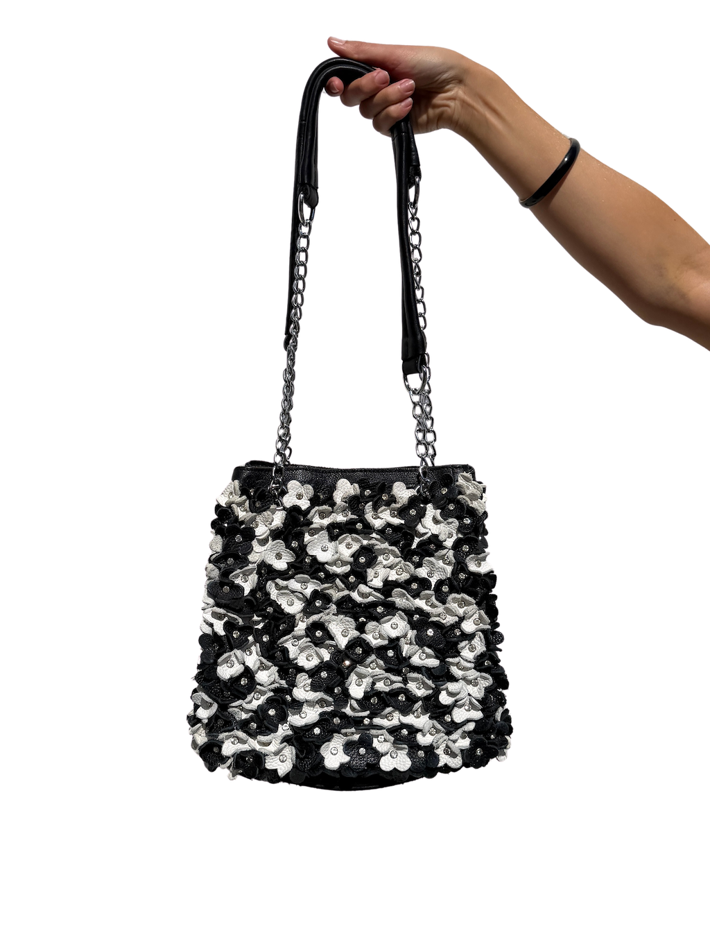 Leather Flower Bucket Bag