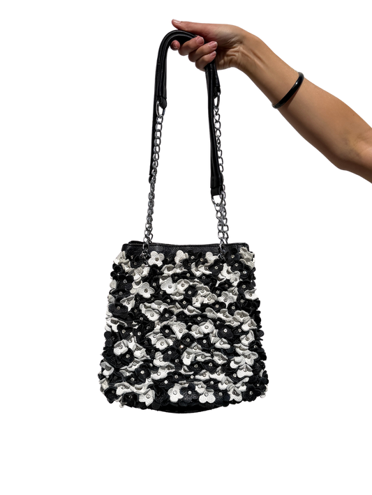 Leather Flower Bucket Bag
