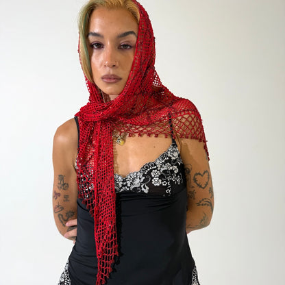 Crochet Beaded Scarf Top Cover up