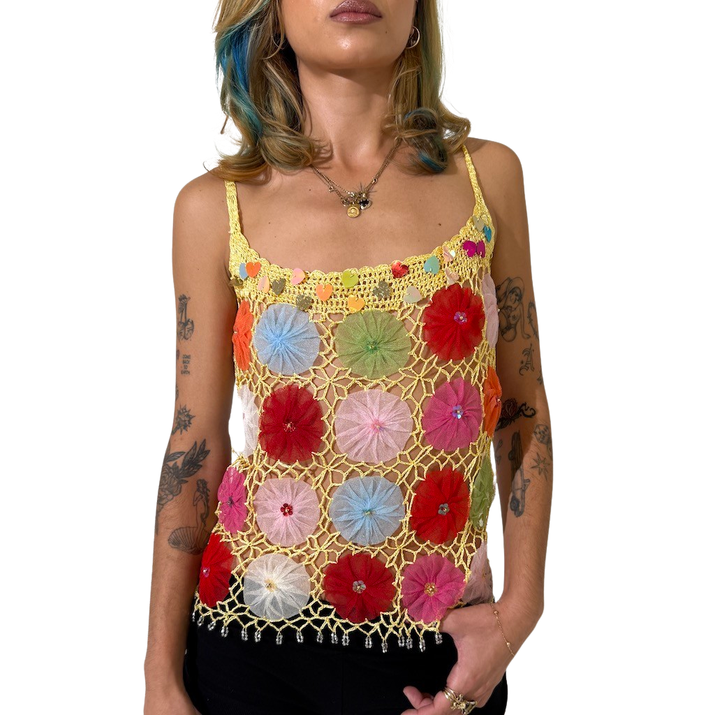 Rainbow Crochet 90s Cami
