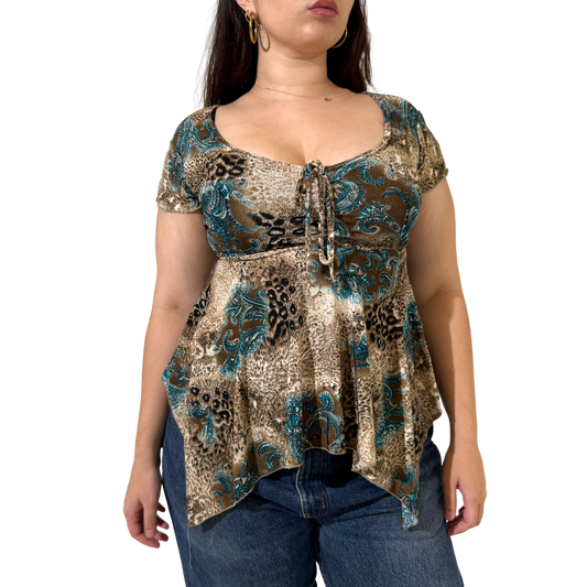 Leopard & Paisley Asymmetrical Top