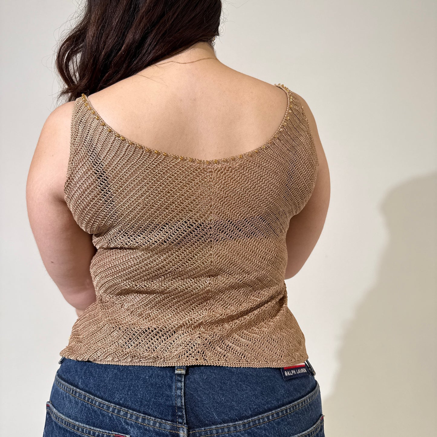 Crochet Gold Sequin Knit Cami