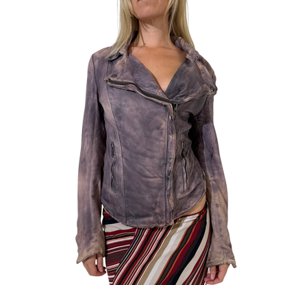Purple Washed Leather Jacket