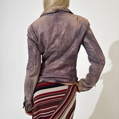 Purple Washed Leather Jacket