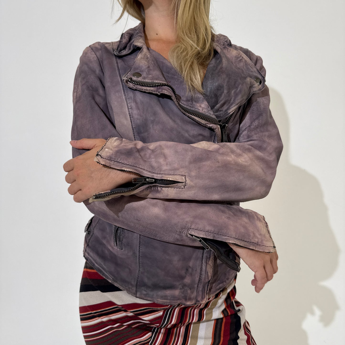 Purple Washed Leather Jacket