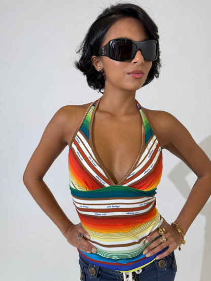 Stripe Halter Tankini Singlet