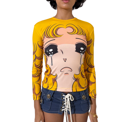 Pushbutton Yellow Goggles Girl Long Sleeve T-shrt