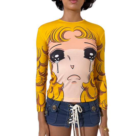 Pushbutton Yellow Goggles Girl Long Sleeve T-shrt