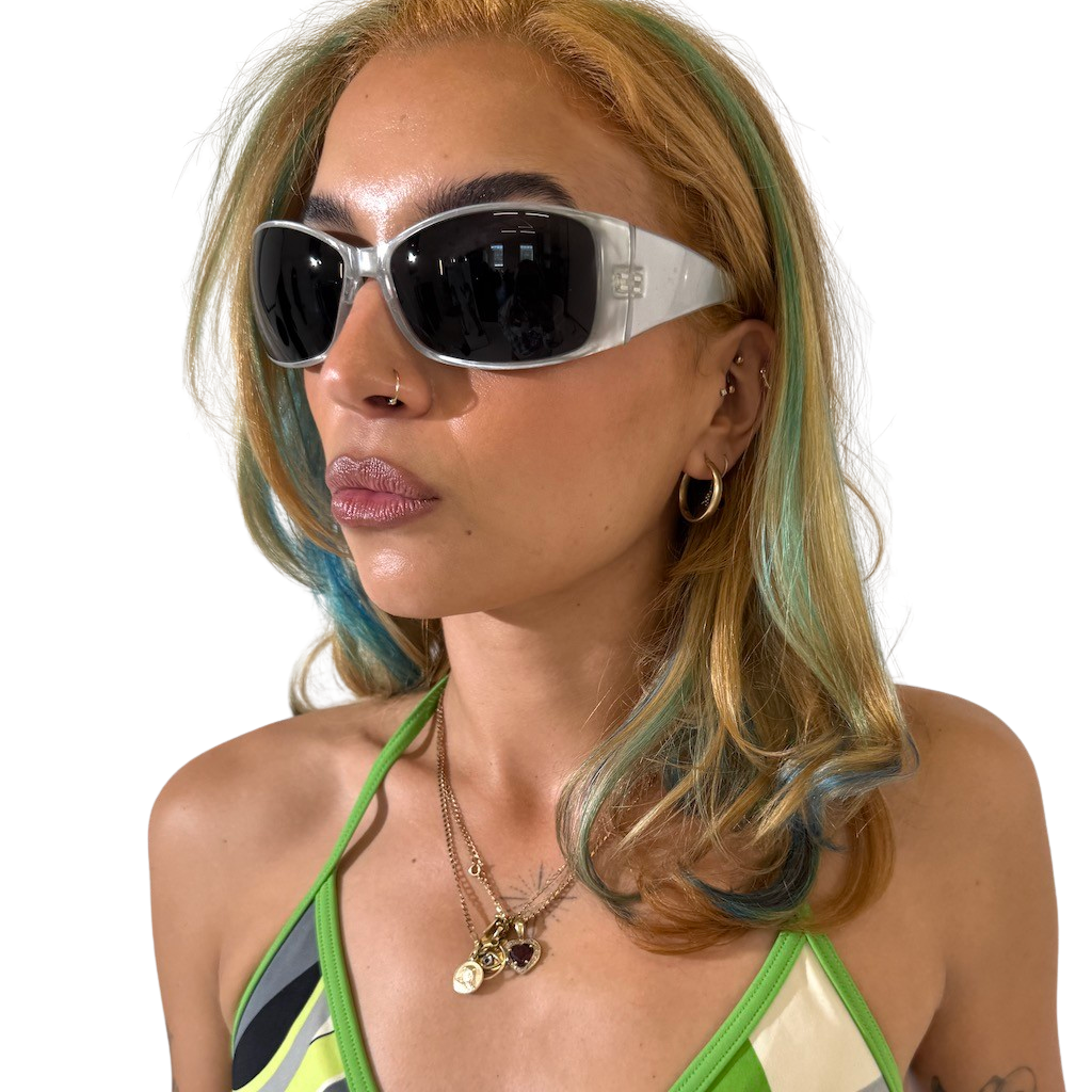 Silver Metallic Wrap Vintage 2000s Sunglasses