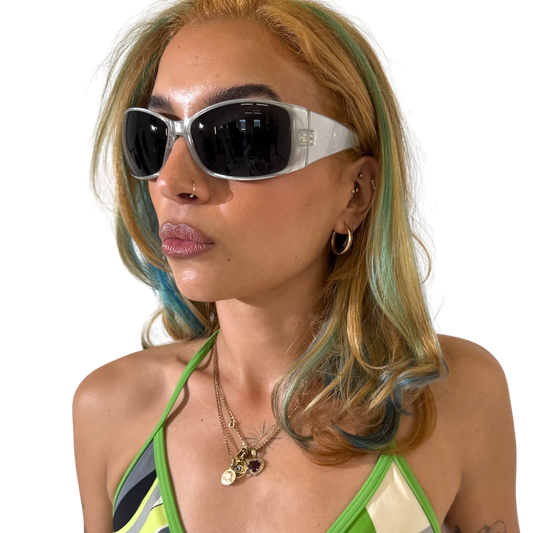 Silver Metallic Wrap Vintage 2000s Sunglasses