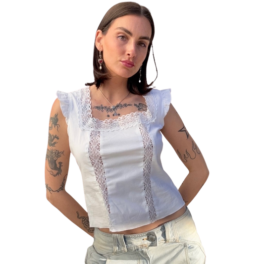 Crisp Cotton & Lace Blouse