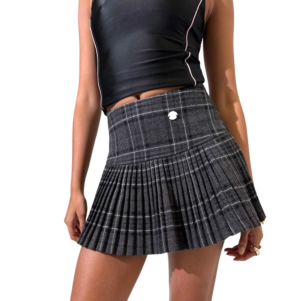 Wool Pleated Mini Skirt