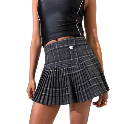 Wool Pleated Mini Skirt