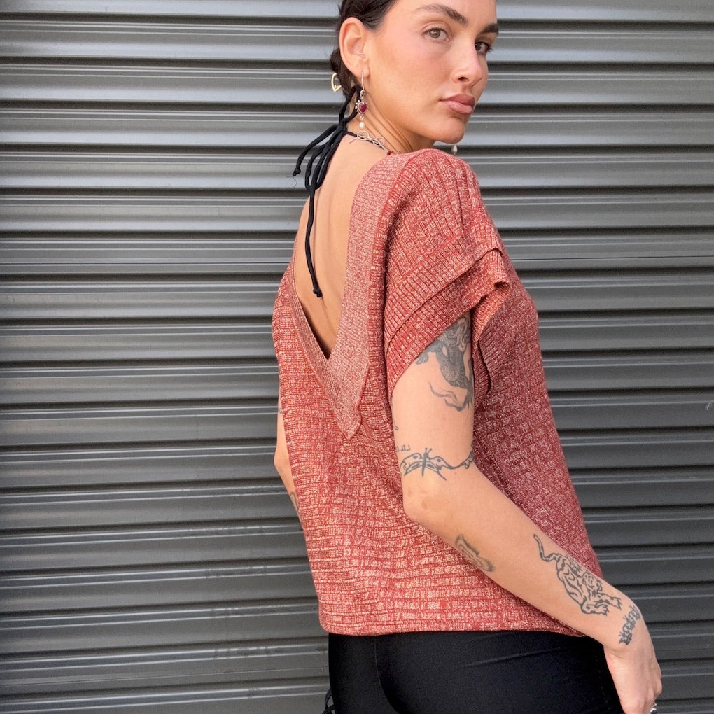 Metallic Knit Bat WingTop