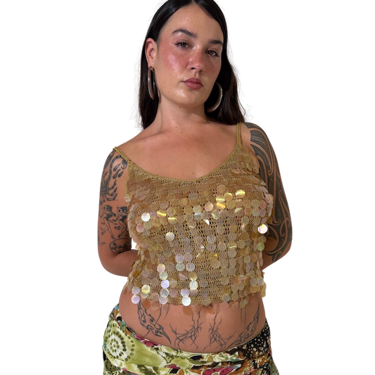 Sequin Mermaid Crochet Y2K Cami