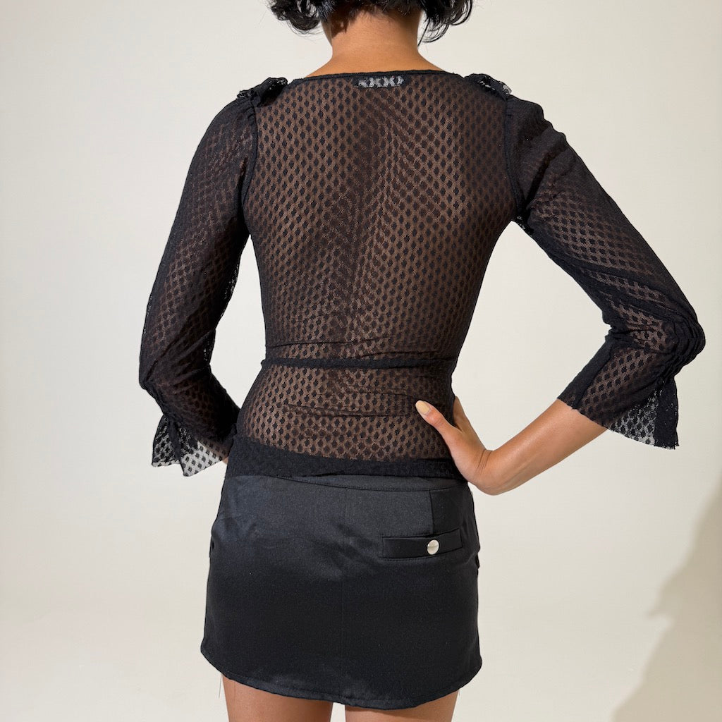 Morgan De Toi Black ruffle Y2K Top