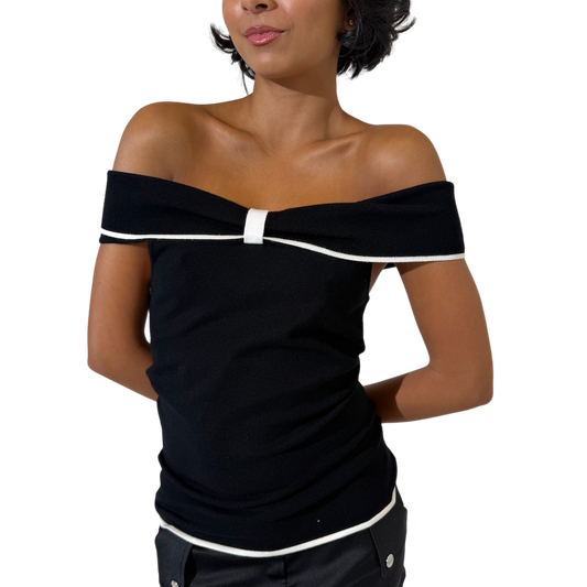 Cutesy Off Shoulder Knit Top