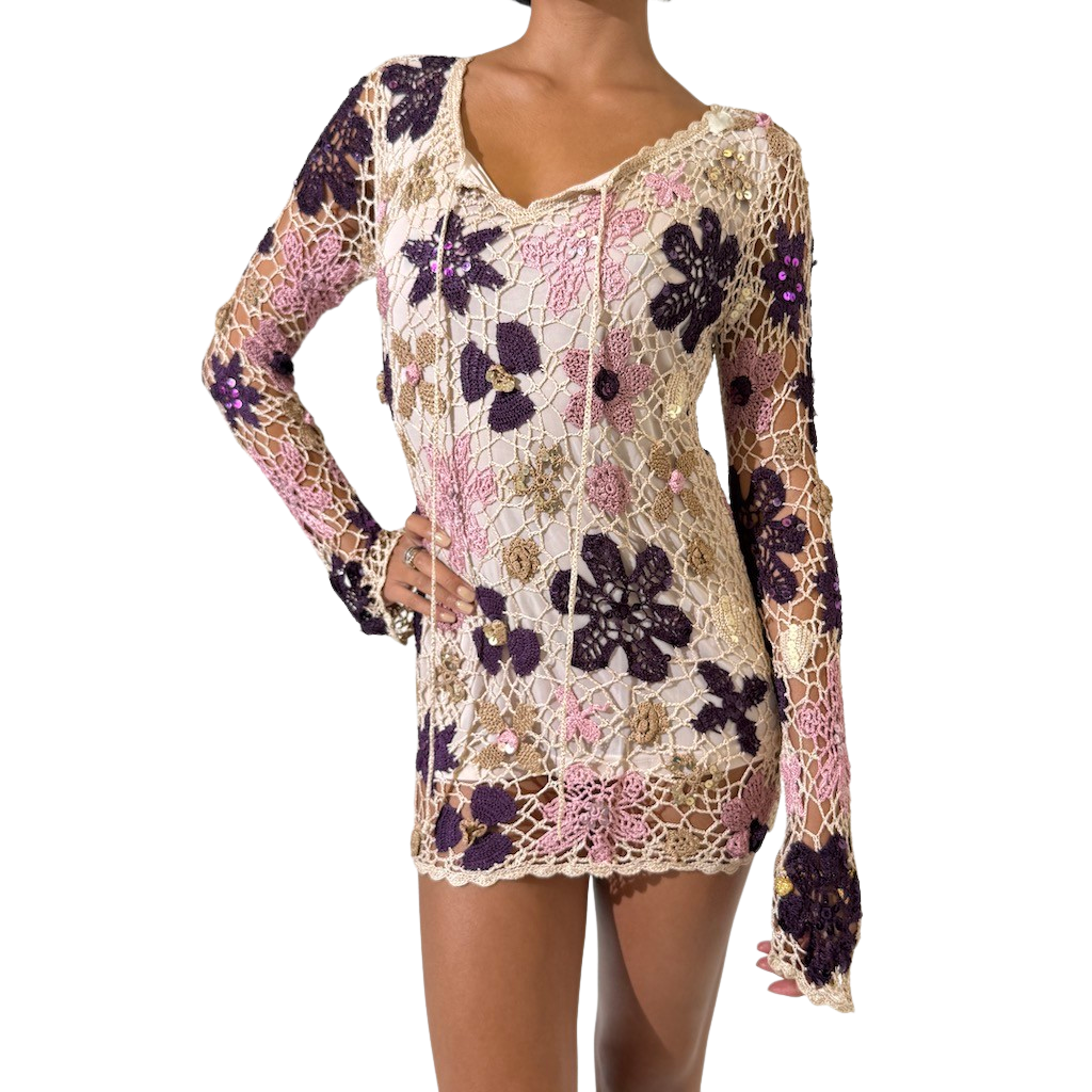 Handmade Festival Crochet Mini Dress