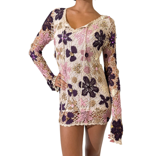 Handmade Festival Crochet Mini Dress