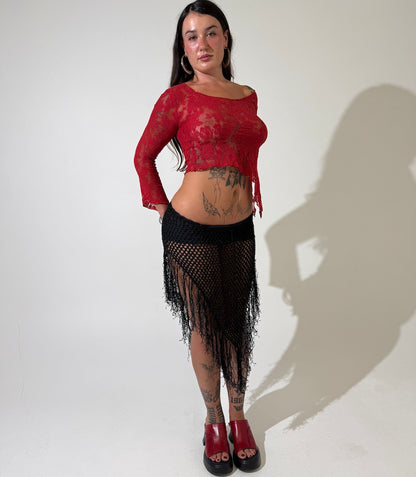 Valentine Asymmetric Lace Y2K Top