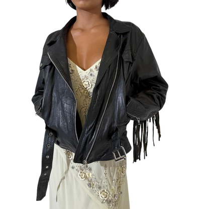 80s Fringe Leather Jacket